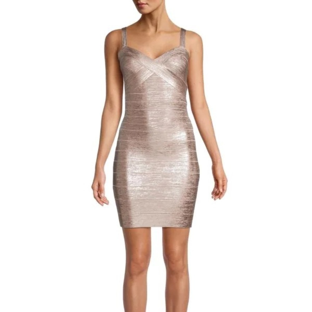 Hervé Léger Metallic Bandage Dress Size L $1290